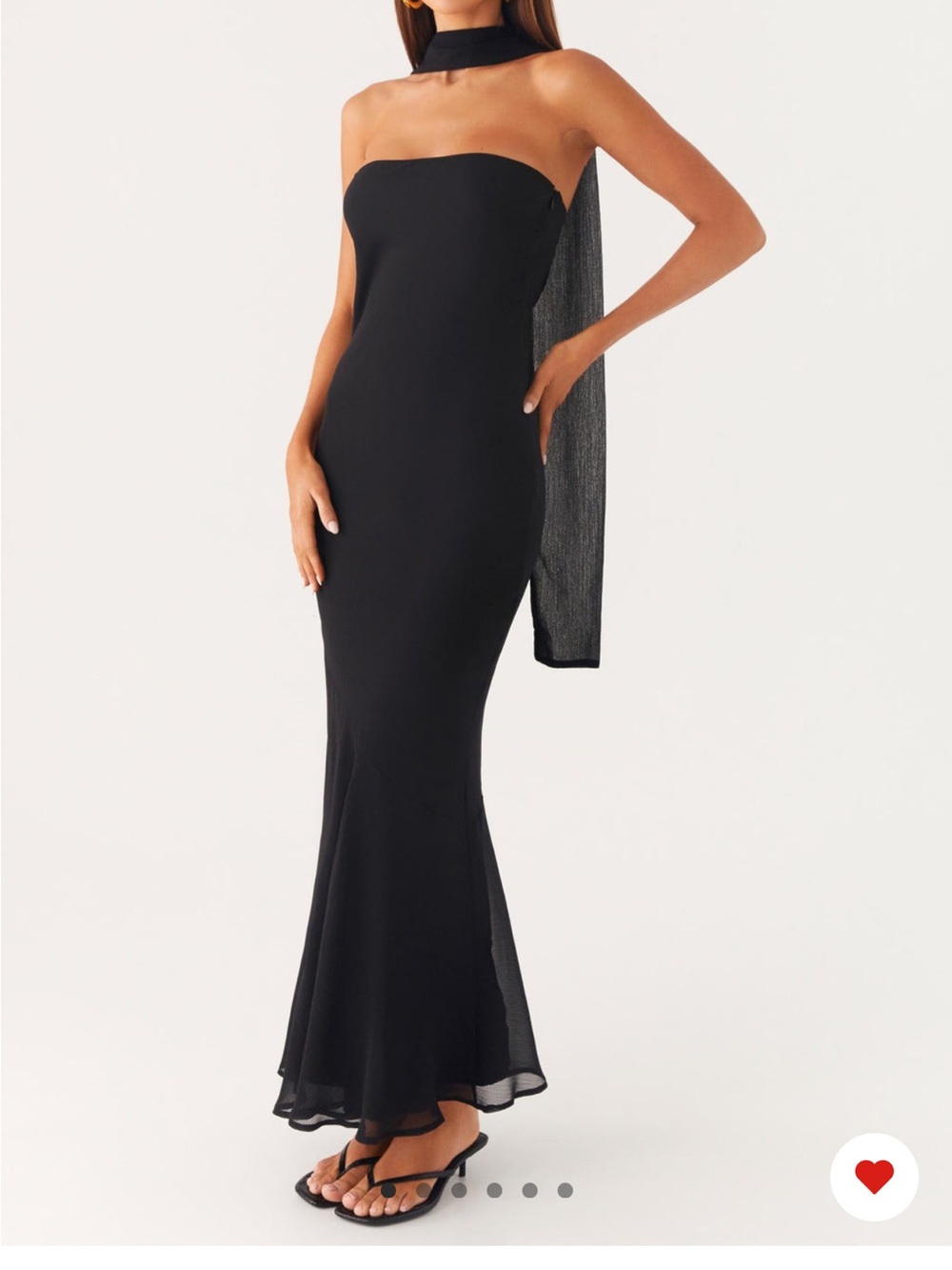 Peppermayo Black Strapless Mermaid Gown with Attached Choker Scarf